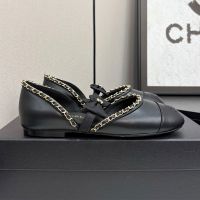 Chanel G46701 Mary Janes with Woven Chain Women in Lambskin Black