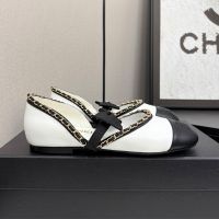 Chanel G46701 Mary Janes with Woven Chain Women in Lambskin White
