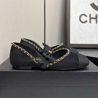 Chanel G46701 Mary Janes with Woven Chain Women in Mesh and Grosgrain Black