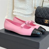 Chanel G46726 Mary Janes with CC Logo Bow Women in Calfskin Pink