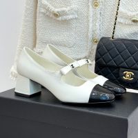Chanel G46726 Mary Janes Pumps with CC Logo Bow Women in Calfskin White