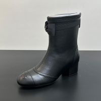 Chanel G46755 Ankle Boots with CC Logo Bow Women in Lambskin Black