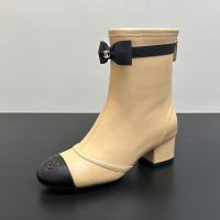 Chanel G46755 Ankle Boots with CC Logo Bow Women in Lambskin Brown