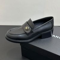 Chanel G46796 Moccasins with Enamel Buttons Women in Calfskin Black