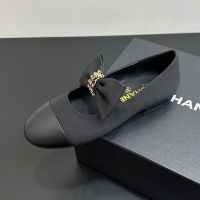 Chanel G46811 Mary Janes with Woven Chain Bow Women in Grosgrain and Calfskin Black