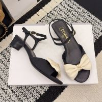 Chanel G46813 Bow Sandals Women Grosgrain Black/Beige
