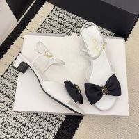 Chanel G46813 Bow Sandals Women Grosgrain White/Black