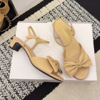Chanel G46813 Bow Sandals Women Leather Camel