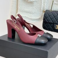 Chanel G46839 Slingback Pumps Women in Lambskin Burgundy