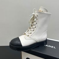 Chanel G46853 Ankle Boots Women in Calfskin White