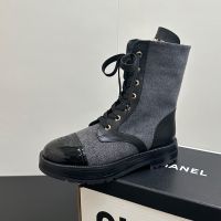 Chanel G46853 Ankle Boots Women in Denim Grey
