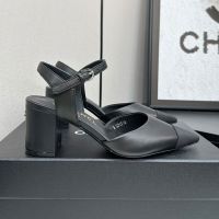 Chanel G46854 Slingback Pumps Women in Calfskin and Grosgrain Black
