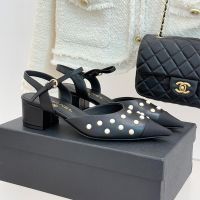Chanel G46855 Slingback Pumps Women in Calfskin Black