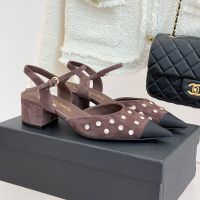 Chanel G46855 Slingback Pumps Women in Suede Coffee