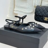 Chanel G46857 Slingback Women Calfskin Black