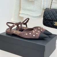 Chanel G46857 Slingback Women Suede Coffee