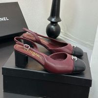Chanel G46866 Slingback Pumps Women in Lambskin Burgundy