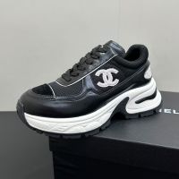 Chanel G46871 Sneakers with Logo Patch Women in Mixed Fibers and Calfskin Black