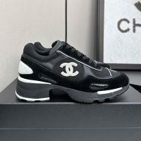 Chanel G46872 Sneakers with Logo Patch Women in Mixed Fibers and Suede Black