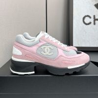 Chanel G46872 Sneakers with Logo Patch Women in Mixed Fibers and Suede Pink
