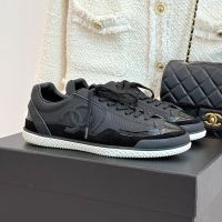 Chanel G46873 Sneakers with Logo Patch Women in Calfskin Black