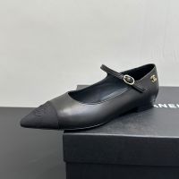 Chanel G46849 Mary Janes with Metal CC Logo Women in Lambskin and Grosgrain Black