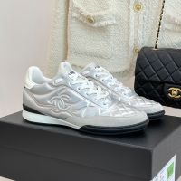 Chanel G47008 Sneakers Women in Laminated Lambskin and Suede Silver