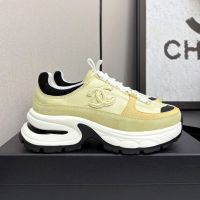 Chanel G47010 Platform Sneakers with CC logo Patch Women in Calfskin and Suede Lemon