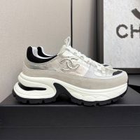 Chanel G47010 Platform Sneakers with CC logo Patch Women in Calfskin and Suede Silver