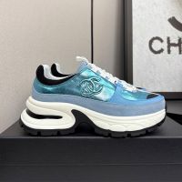 Chanel G47010 Platform Sneakers with CC logo Patch Women in Calfskin and Suede Teal