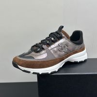 Chanel G47010 Sneakers Women in Calfskin and Suede Coffee