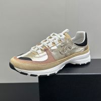 Chanel G47010 Sneakers Women in Calfskin and Suede Gold