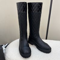 Chanel High Boots with CC Logo in Quilted Calfskin Black