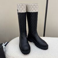 Chanel High Boots with CC Logo in Quilted Calfskin Black/White