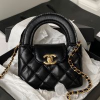 Chanel AP3435 Kelly Clutch with Chain in Shiny Calfskin Black