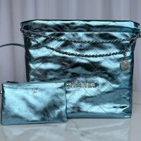 Chanel AS3261 22 Handbag in Shiny Calfskin Blue
