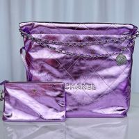 Chanel AS3261 22 Handbag in Shiny Calfskin Purple