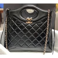 Chanel AS4853 31 Shopping Bag in Shiny Calfskin Black