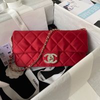 Chanel AS3791 Large Clutch with Chain in Satin Red
