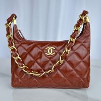 Chanel AS4912 Hobo Bag in Shiny Lambskin Burgundy