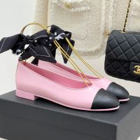 Chanel Mary Janes with Silk Satin Scarves Women in Lambskin Pink