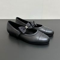 Chanel Mary Janes with Logo Bow Women in Lambskin Black