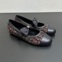 Chanel Mary Janes with Logo Bow Women in Tweed and Lambskin Black/Red