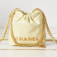 Chanel AS3980 22 Mini Handbag in Shiny Calfskin Lemon