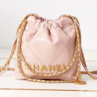 Chanel AS3980 22 Mini Handbag in Shiny Calfskin Pink