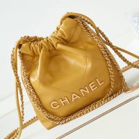 Chanel AS3980 22 Mini Handbag in Shiny Calfskin Yellow