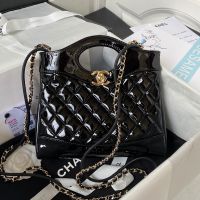 Chanel AS4133 31 Mini Shopping Bag in Patent Leather Black