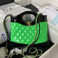 Chanel AS4133 31 Mini Shopping Bag in Patent Leather Green/Black