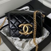 Chanel AS3854 Mini Flap Bag in Shiny Calfskin Black