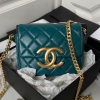 Chanel AS3854 Mini Flap Bag in Shiny Calfskin Teal